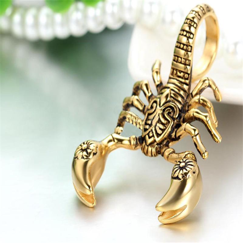 

Shellhard Men Retro Hip Hop Jewelry Scorpion Vintage Cuestion Cabbage для мужчин Punk Rock Gift Персонализированные аксессуары золотистый