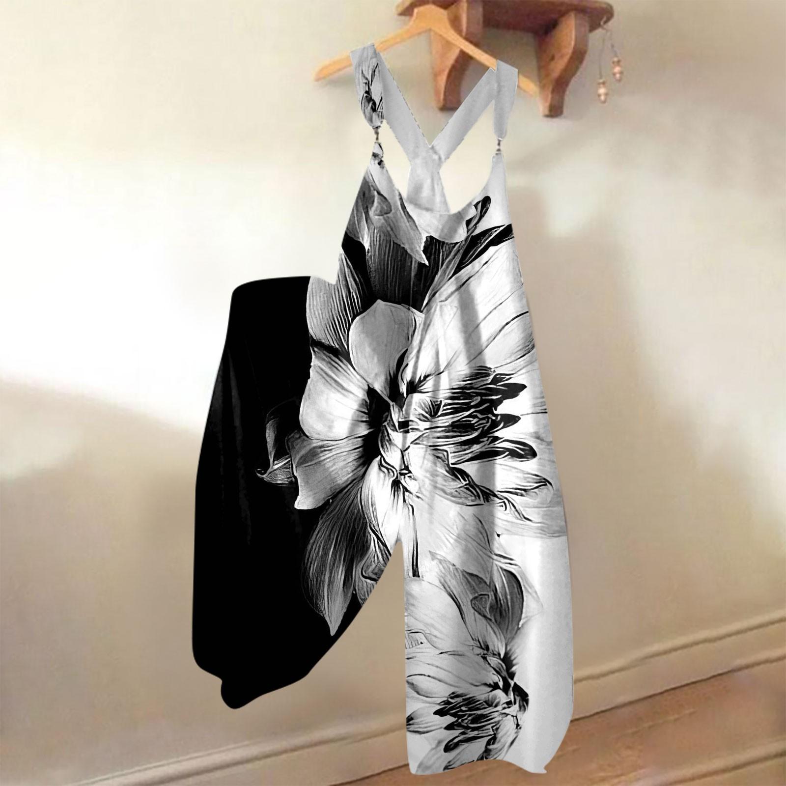 

Широкие комбинезоны для женщин, повседневные свободные комбинезоны без рукавов, ретро-принт, металлические пуговицы, длинные брюки, комбинезон с карманами XXXL белый