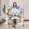 Frieren Anime Flannel Blanket  Funny Throw Blankets for Home Hotel Sofa  xcm Rug Piece