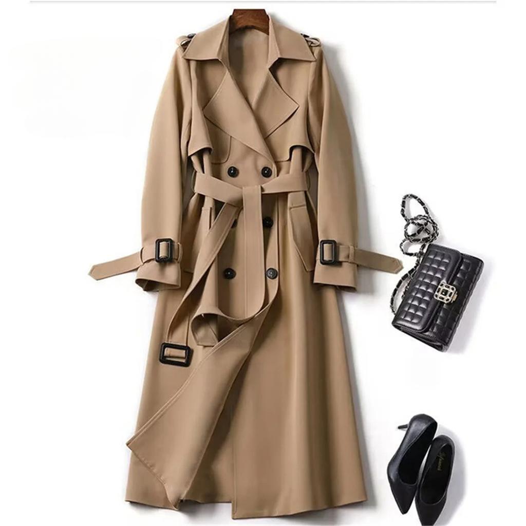 Mode Frauen Gürtel Trenchcoat Britischen Stil Herbst Winter Revers Jacke Lässig Elegante Mittellange Mäntel Weibliche Dünne Windschutz
