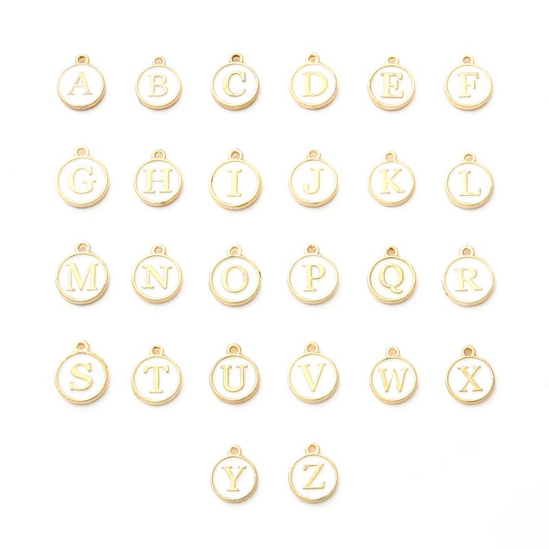 AZ Alphanumeric Epoxy Alloy Double-Sided Pendant for DIY Jewelry & Accessories