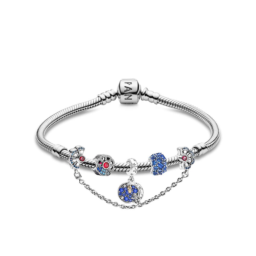 Pandora Dreamlike Fantasy Set Unisex Bracelet Silver Glass Cubic-Zirconia ZT24092218A Box,18,Like A Dream, Like A Fantasy
