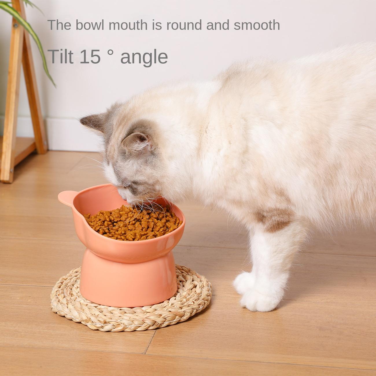 

Large Caliber Tilting Tall Cat Bowl Neck Guard Plastic Cat Bowl Universal Pet Bowl Feeding Water Food Utensils Anti-tipover зелёный
