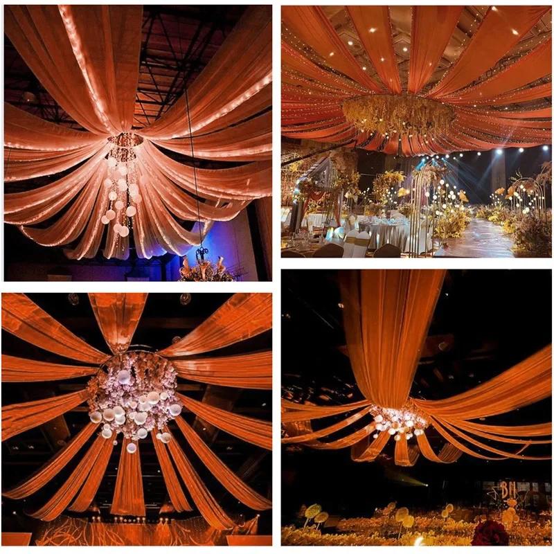 White Wedding Dress Ceiling Drapes Roof Canopy Decor Draping Fabric Chiffon Curtain for Wedding Ceremony Stage Hotel Decoration