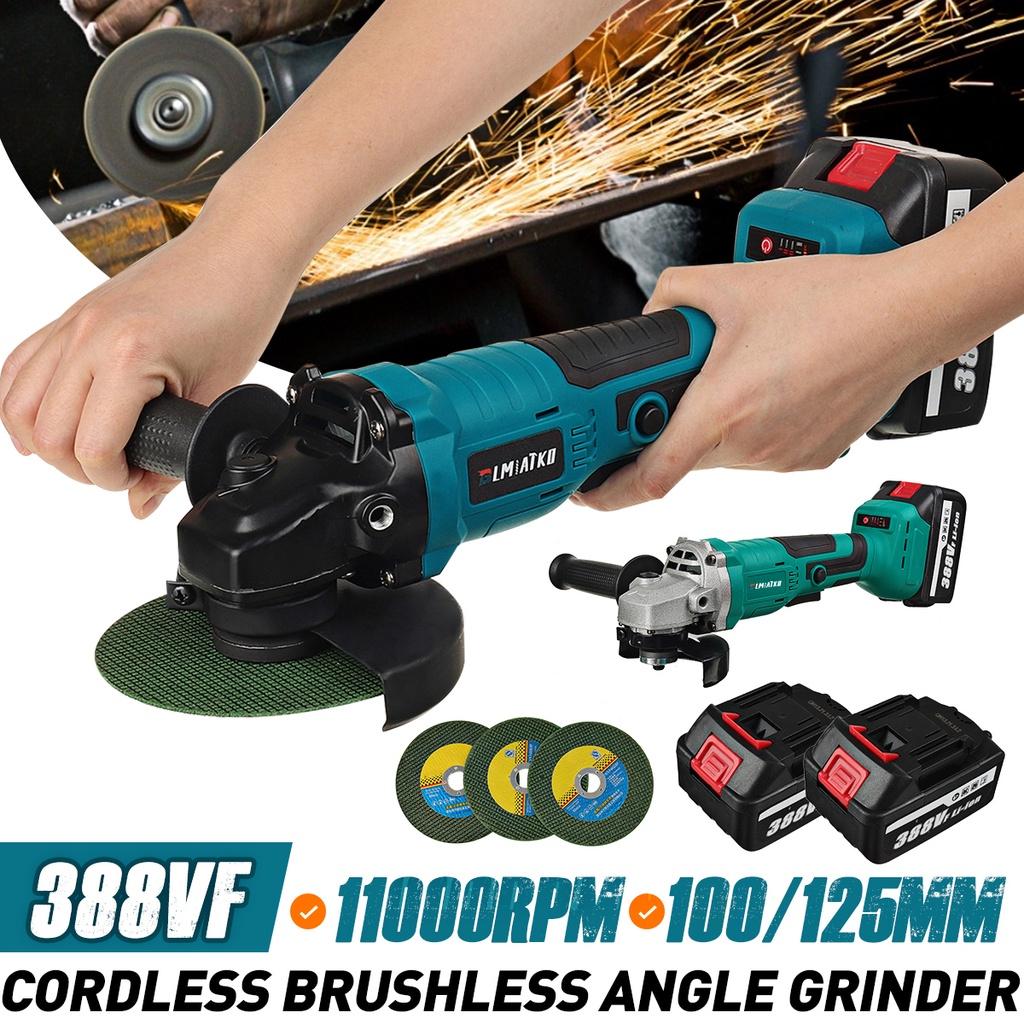 100/125MM Brushless Electric Angle Grinder 4 Speed Cutting Machine Power Tool 2pcs Lithium-Ion Battery For Makita 18V Battery