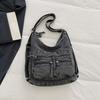 Hongkong-Stil Retro-Denim-Tasche Damen Neu Trendig Vielseitig Große Kapazität Rucksack Pendler Schulter-Tragetasche