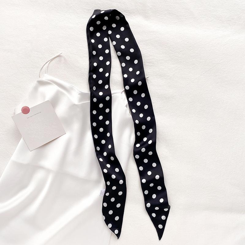 Women Narrow Long Scarf 190X4.5Cm Polka Dot Tie Bag Ribbon Headband Choker Streamer Lady Accessories