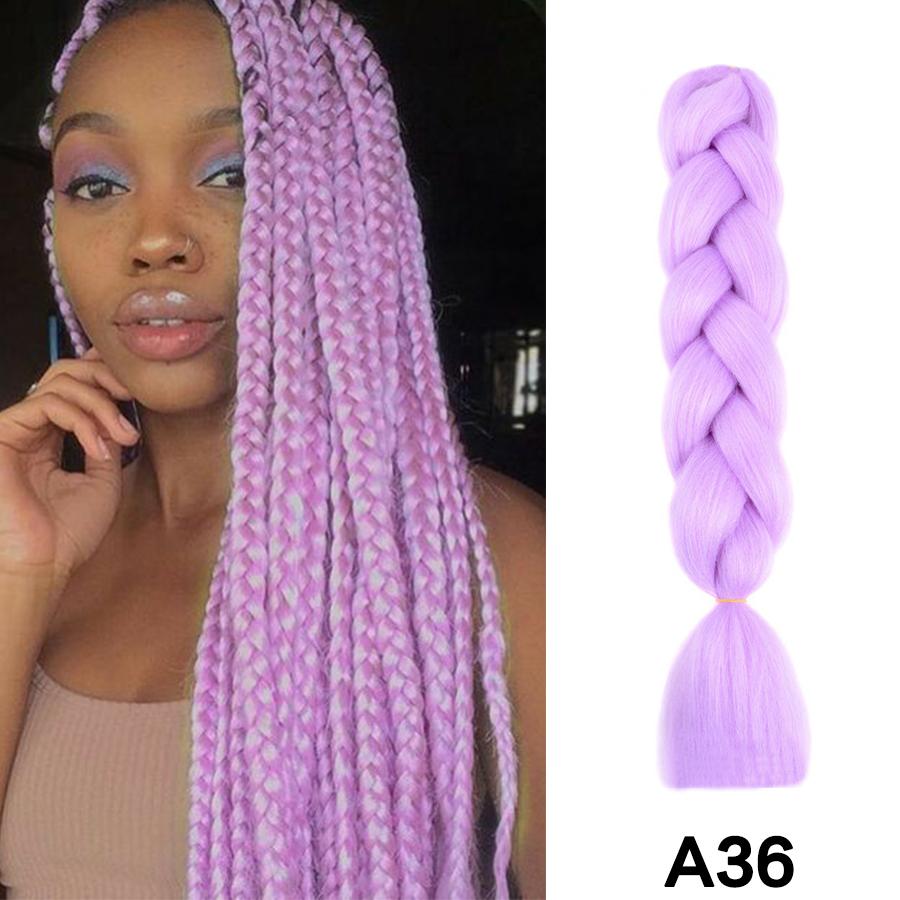 Synthetische 24-inch Lange Paarse Vlecht Haarverlengingen voor Vlechten Rumi Vlecht Haar voor Podiumfeest Cosplay, Meerkleurige Vlecht 24inches&1Pcs/Lot black
