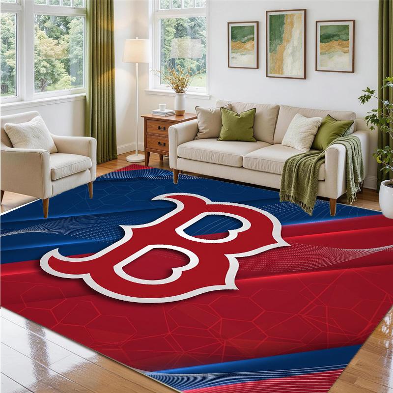 Boston Red Sox Design Crystal Velvet Rug Soft Decorative Mat for Bedroom Entrance