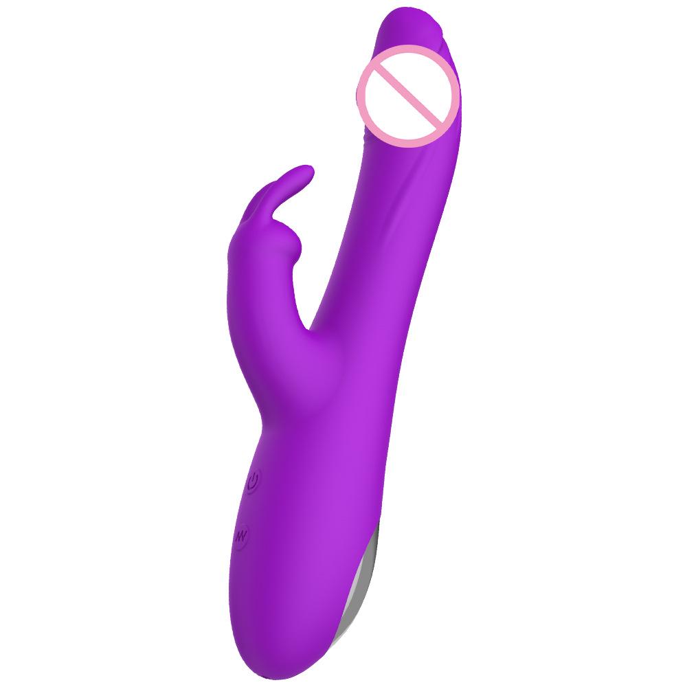 Rechargeable Double G-Spot Rabbit Vibrator for Women - Telescopic Design