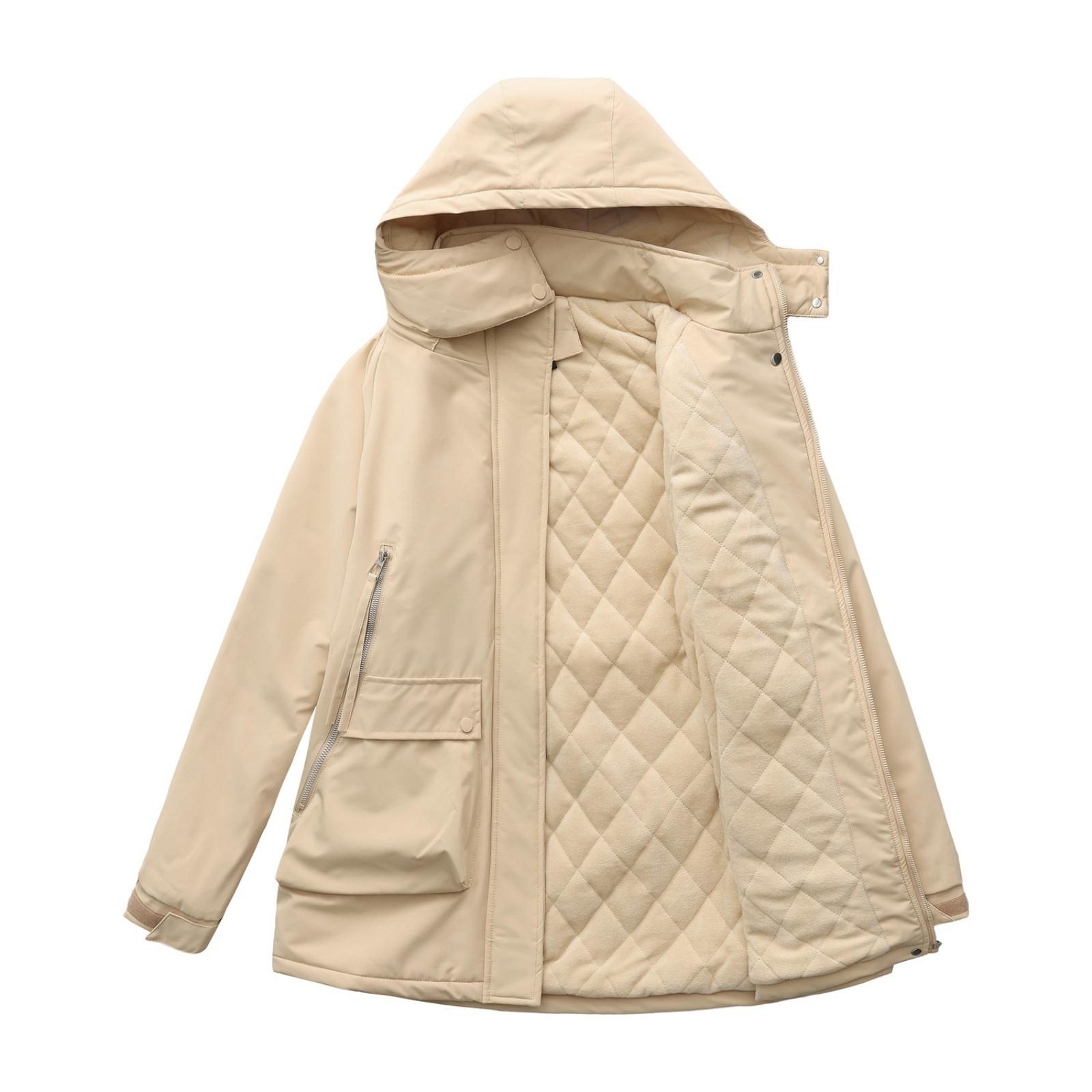 

Women s Casual, Stylish, Detachable Hood, Windproof, Warm Hiking Jacket, Windproof Coat, Cotton Coat L