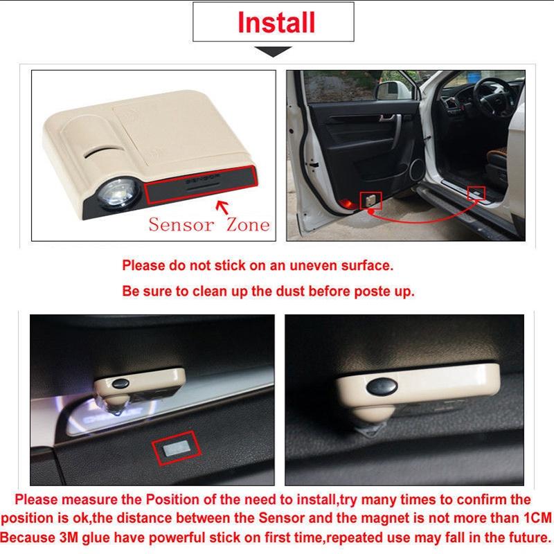 For 2pcs Wireless Fashion Welcome Led Car Door Logo Lights Projectors