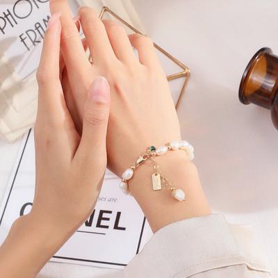 Baroque Natural Pearl Bracelet Women's Instagram Design Cool and Wind Red 14K Alien Bead Bracelet