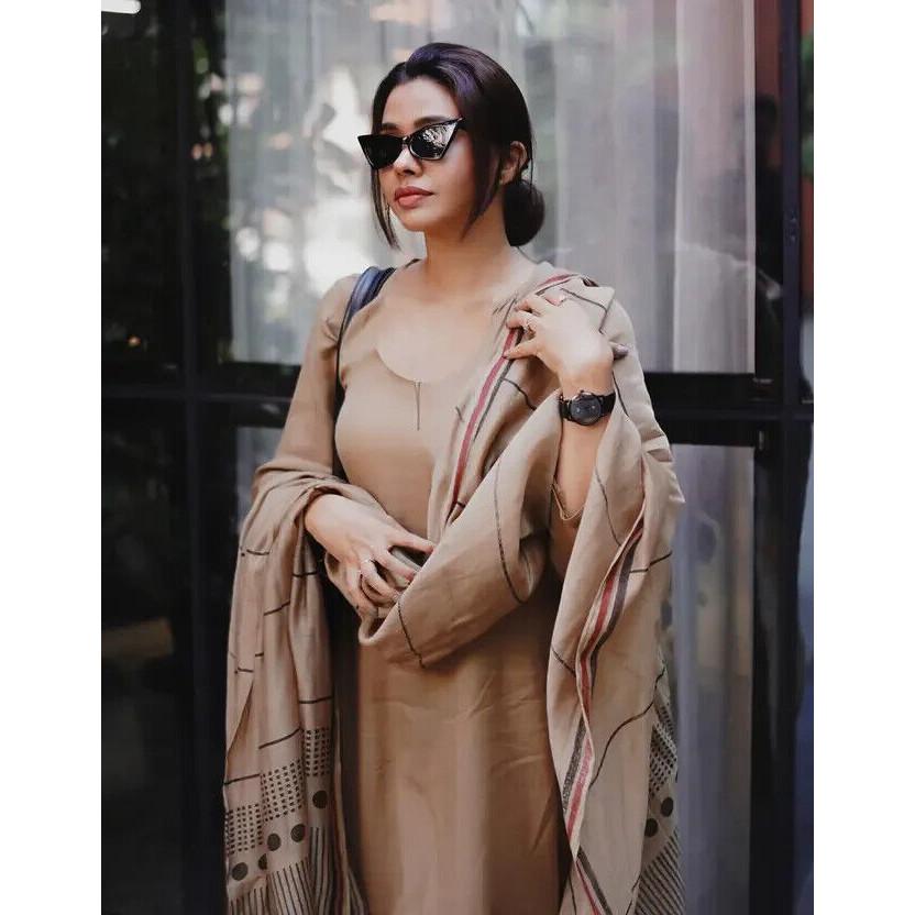 Women Party Wear Cotton Rayon Kurti Pant Dupatta Set Indian Bollywood Top Tunic VF-20136