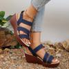 Fashion Denim High Heel Sandals for Women Elastic Band Platform Wedge Sandals Woman 2024 Light Casual Summer Gladiator Shoes