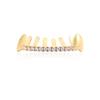 Grillz de dents hip-hop tendance européen et américain décoré de diamants, plaqué or véritable