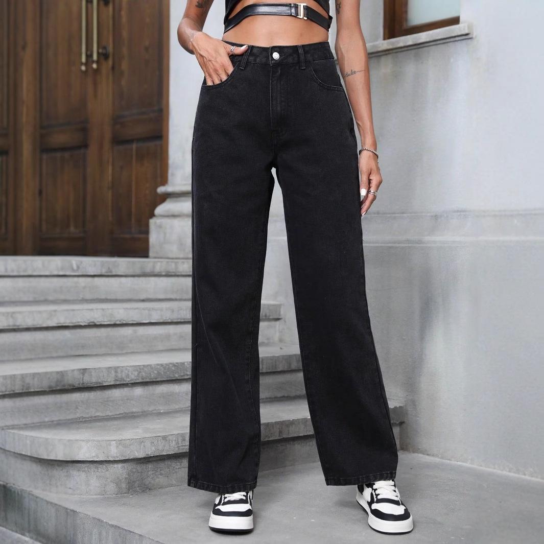 

Women s European & American Retro Slimming Denim Pants XL чорний