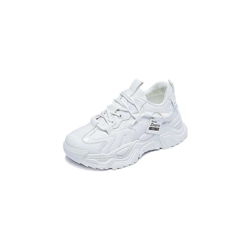 Women's Shoes Platform Autumn Leather 2025 New Versatile Black Casual Sneaker Solid Color Lace-up Vulcanize Shoes Tenis Feminino