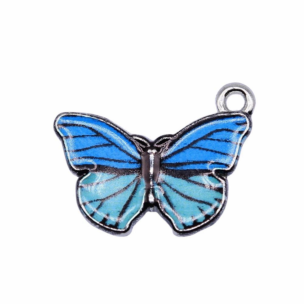 Enamel Charms Multi Color Butterfly Pendants For Floral Themed Jewelry