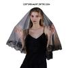 Black Lace Bridal Veils Punk Theme Headpiece Easy To Wear Halloween Wedding Accessory for Cosplay Party and Ceremonies