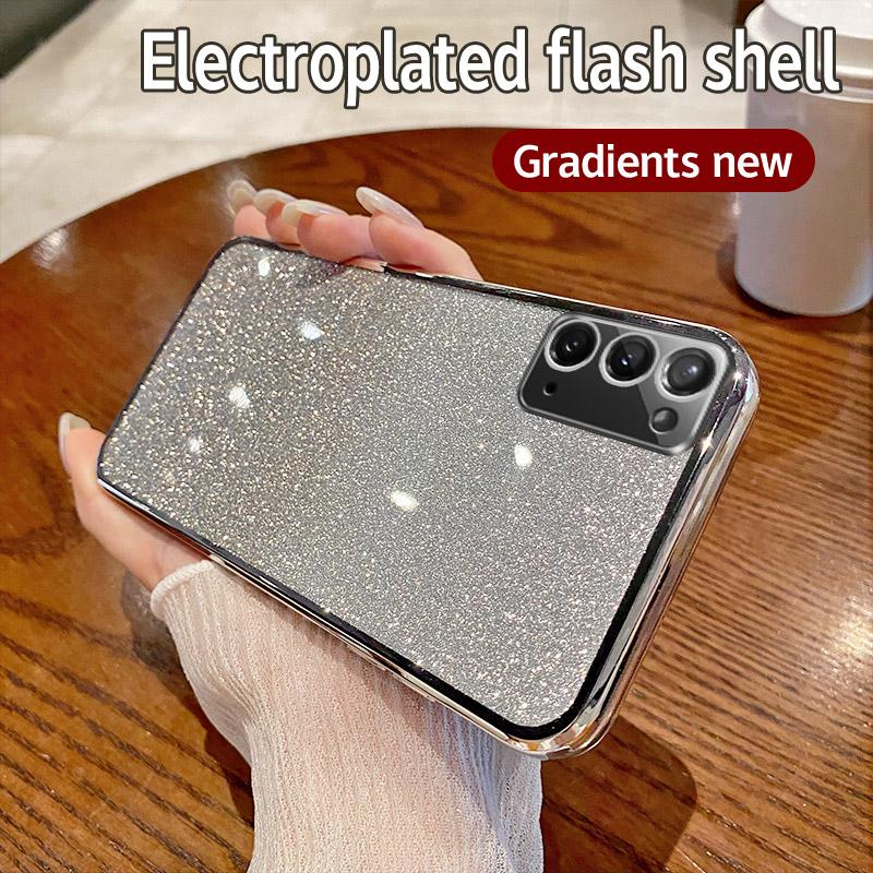Shockproof Luxury Bling Glitter Phone Case For Samsung Galaxy Note 8 9 10 Plus Note 20 Ultra Electroplate Sequins Soft TPU Cover