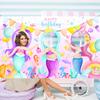 Mermaid Theme Birthday Party Photography Backdrop Mermaid Birthday Background Cake Table Girls Birthday Decorations Baby Shower
