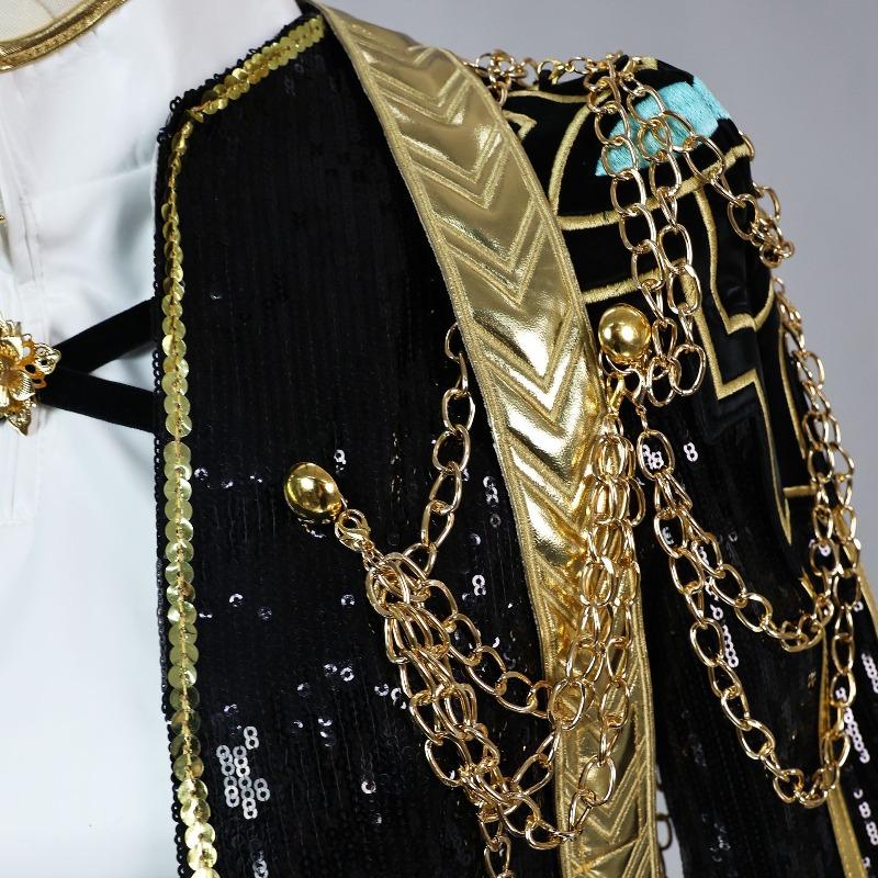 Παιδική Kpop Δαίμονες Κυνηγοί Μίρα Ρούμι Ζόι Κοστούμι Cosplay Μαύρο Χρυσό Στολή Παράστασης Επί Σκηνής Περούκα Κοστούμι Κορίτσια Ρόλοι Ρούχα