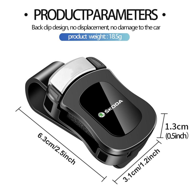 htgks6 Fashion Car Sun Visor Glasses Clip Eyeglasses Storage Holder Auto Accessories For Skoda Kamiq MK3 Roomster Rapid Kodiaq Karoq