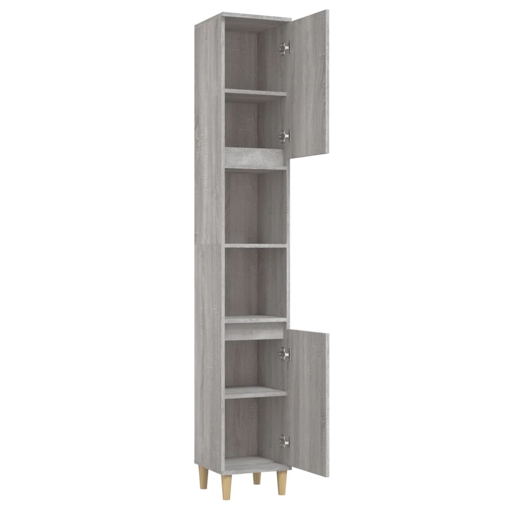 Bathroom Cabinet Gray Sonoma 30 X 30 X 190 Cm Particleboard