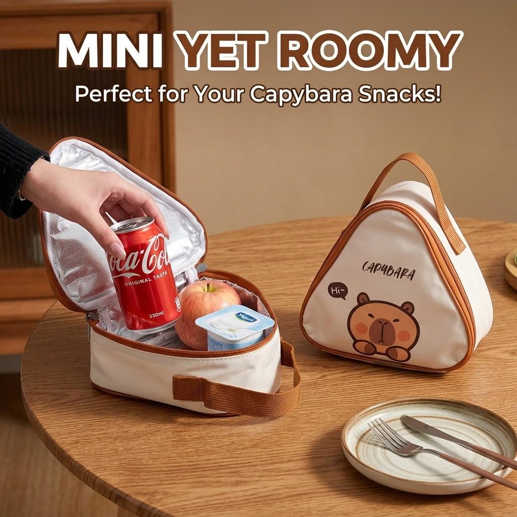 Portable Triangle Insulated Bento Box Storage Bag Cute Cartoon Oxford Thermal Lunch Bag For Outdoor Travel Picnic Mini Handbag