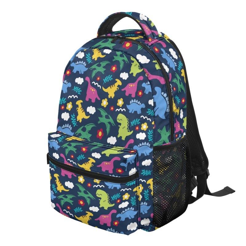 Zipper Schoolbag Full Print Layered Primary School Backpack Dinosaur Cartoon Casual Spring Outing Bag Can Be