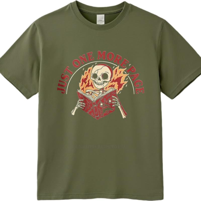 Casual summer For him t shirt Skeleton Reading Book With Flames Short Sleeve Workout O Neck tees men cotton tshirt male tops