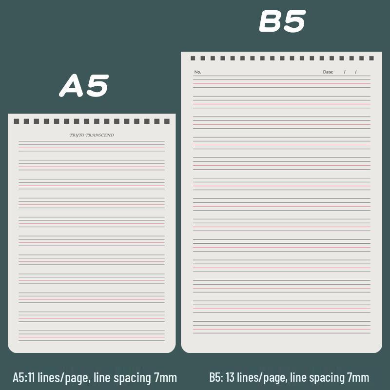 English Spiral Notebook: 4 Lines, 3 Spaces for Junior, High School & Elementary Students