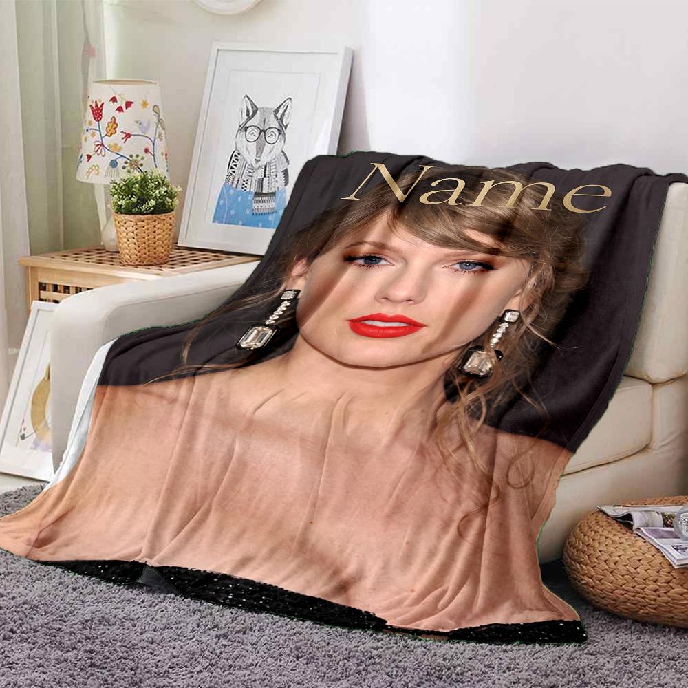 Custom Name Taylor Theme Printed Blanket Perfect For Couch Bed Travel Outdoor Use Machine Washable Cozy Durable