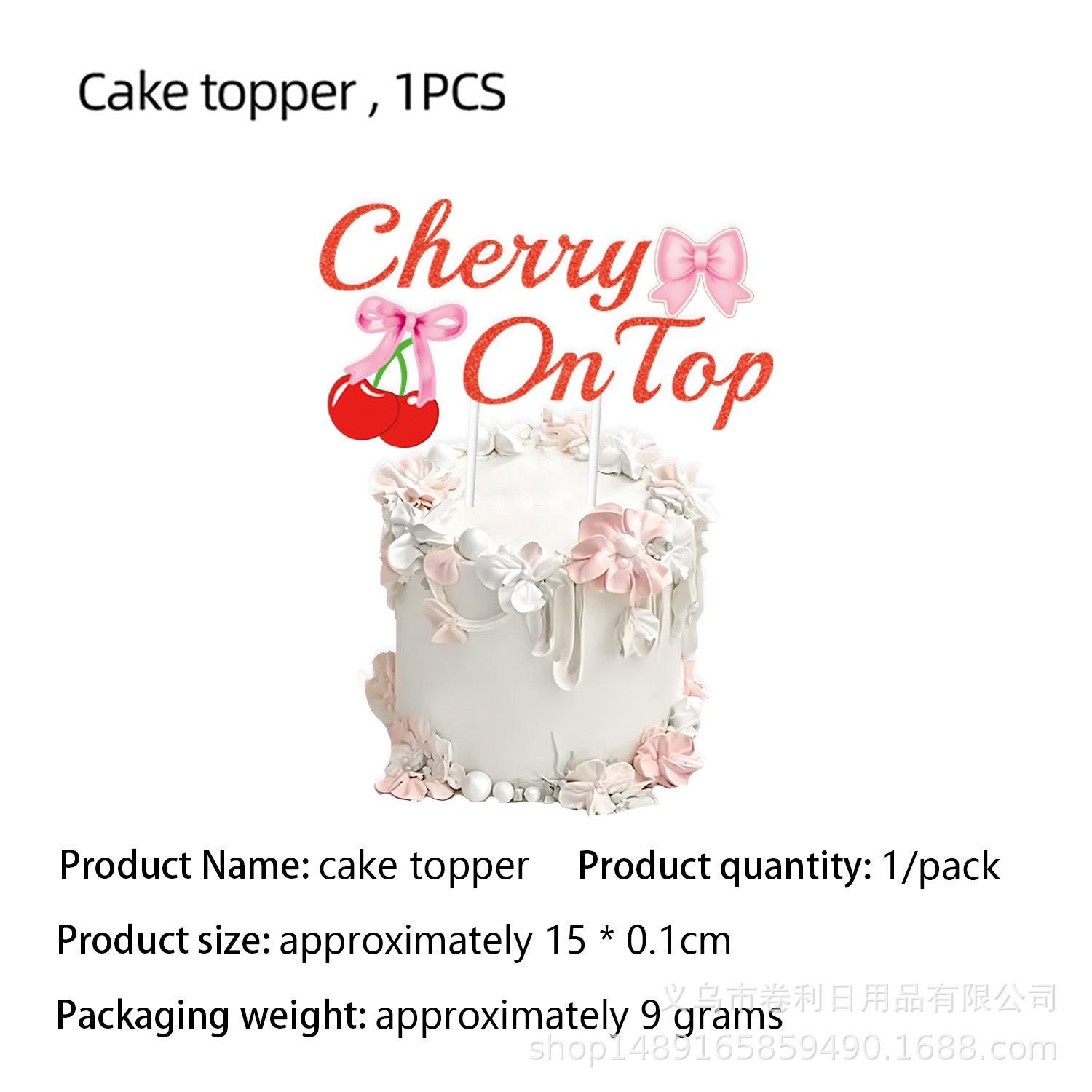 

Cherry Pink Bow Theme Party Decorations Summer Girl Party Atmosphere Flag Banner Paper Plate large power strip 1pcs