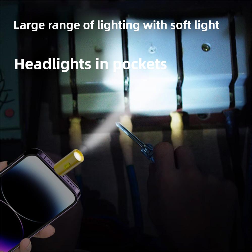 Portable Type-C Mini Flashlight with Lanyard Keychain Flashlights NEW USB C Emergency Lamp  Camping