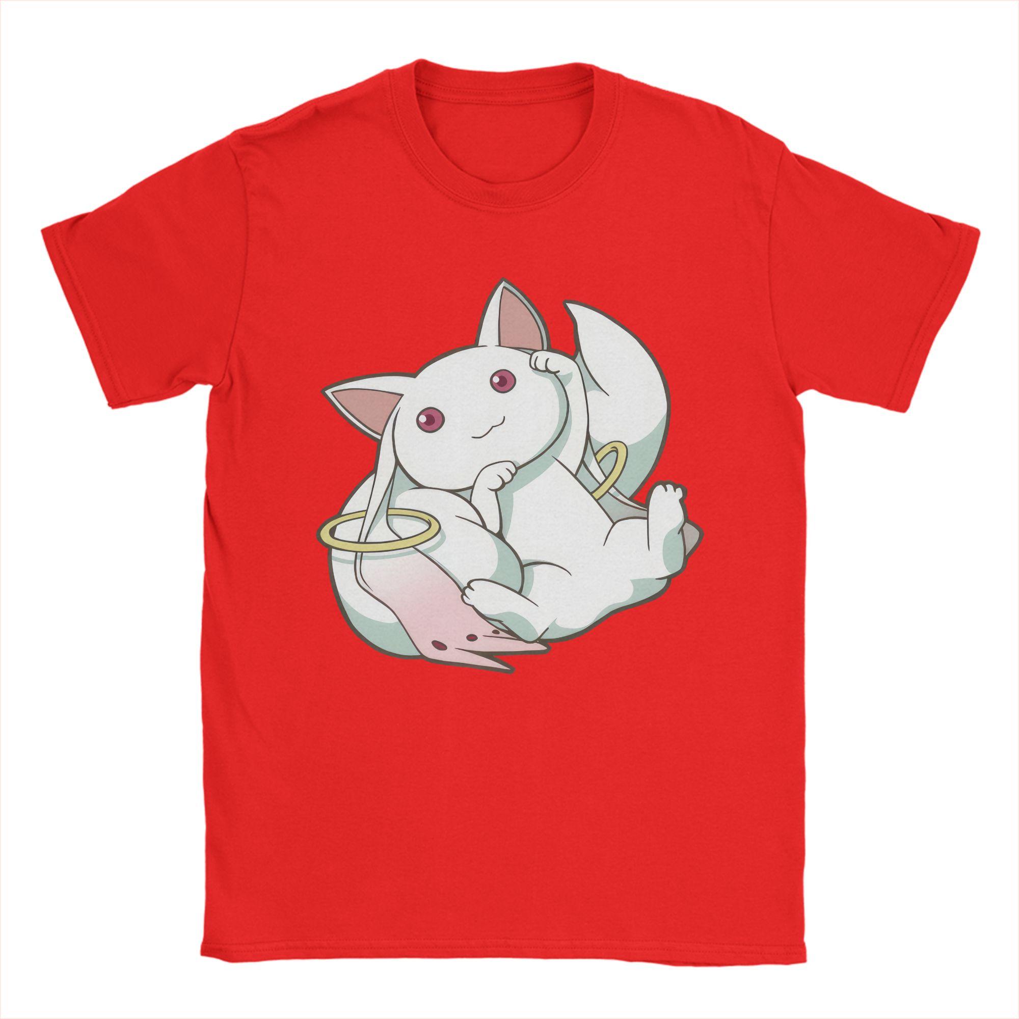 

Cartoon Cute Kyuubey Face TShirt Unisex Madoka Magica Anime 100 Cotton Tee Shirt O Neck Short Sleeve T Shirts Printing Clothing L