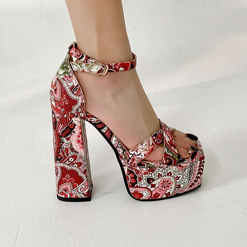 Летняя обувь Krazing Pot из искусственной кожи с открытым носком на очень высоком каблуке — фото 3