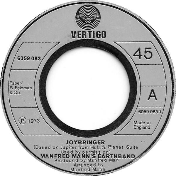

7inch Record MANFRED MANN S EARTHBAND - Joybringer 6059083 VERTIGO 1973 UK Rock Used