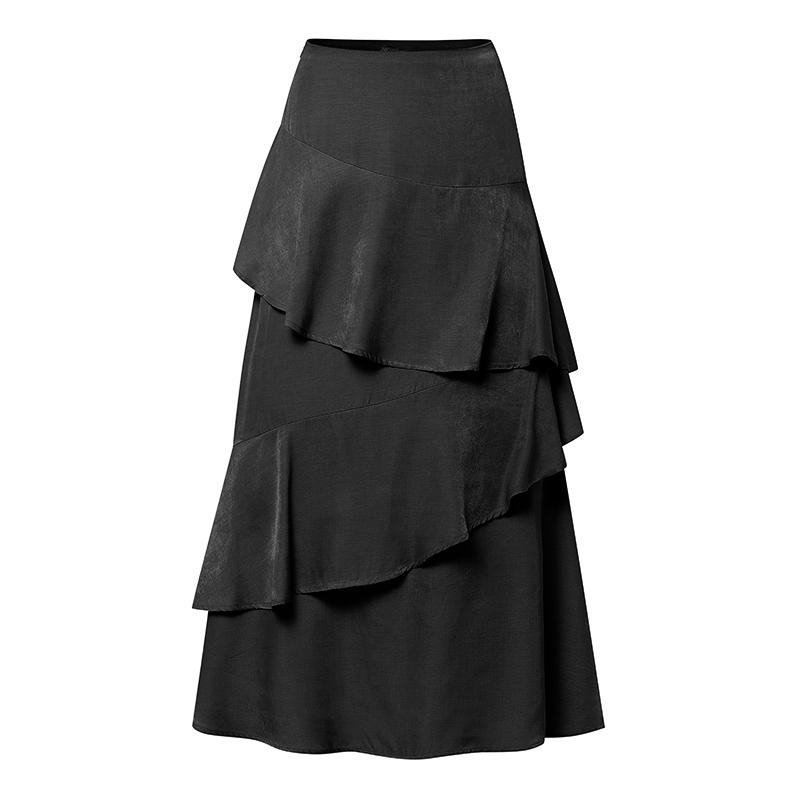 

ZANZEA Женские повседневные однотонные свободные длинные юбки с оборками 5XL чёрный