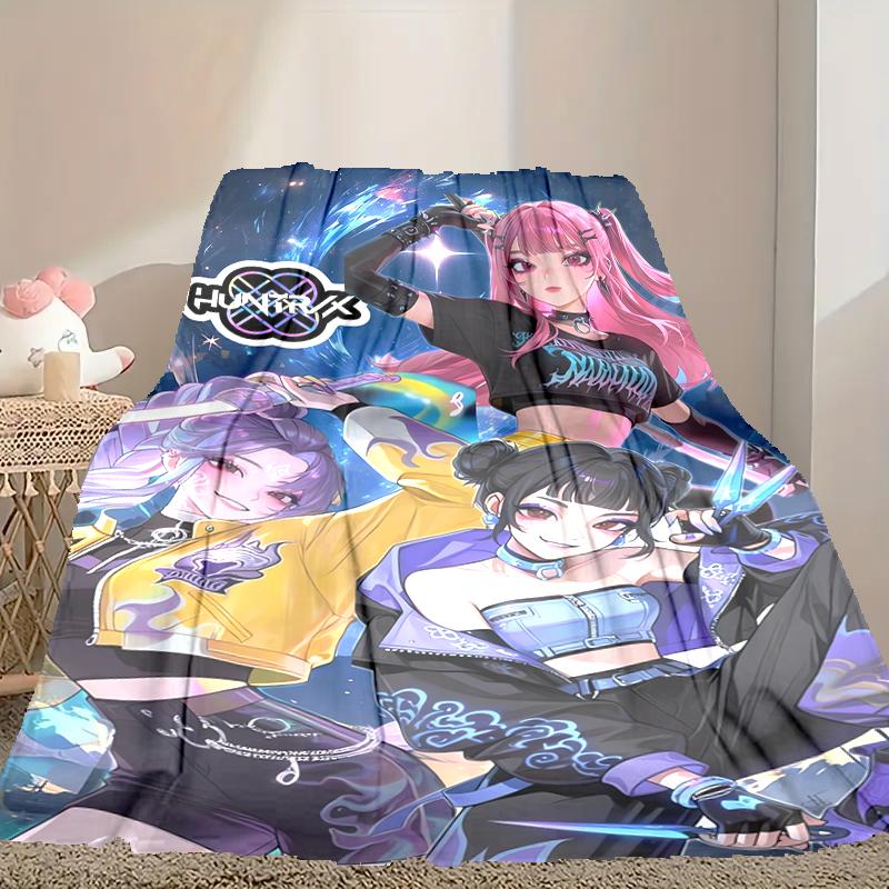 1pc Digital Print Nap Blanket, Kpop Demon Hunters Blanket for Home Use, All Season Warmth, Christmas and Valentine's Day Gift Blanket