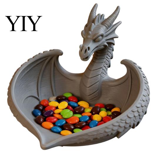 New Chinese Style Decor 3D Printed Dragon Storage Box, Modern Desk Organizer for Keys Jewelry Unique Gift Idea Candy, Flying Figurine Home Office,
