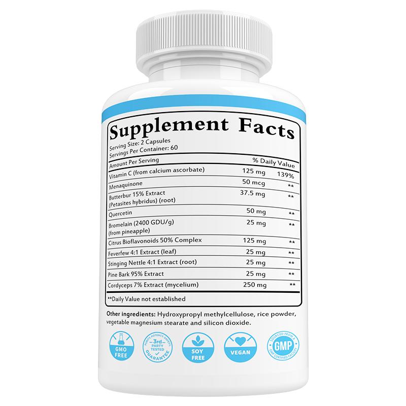 Bunkell Healthy Lungs Dietary Supplement, Citrus Bioflavonoids 50% Complex, 120 Capsules