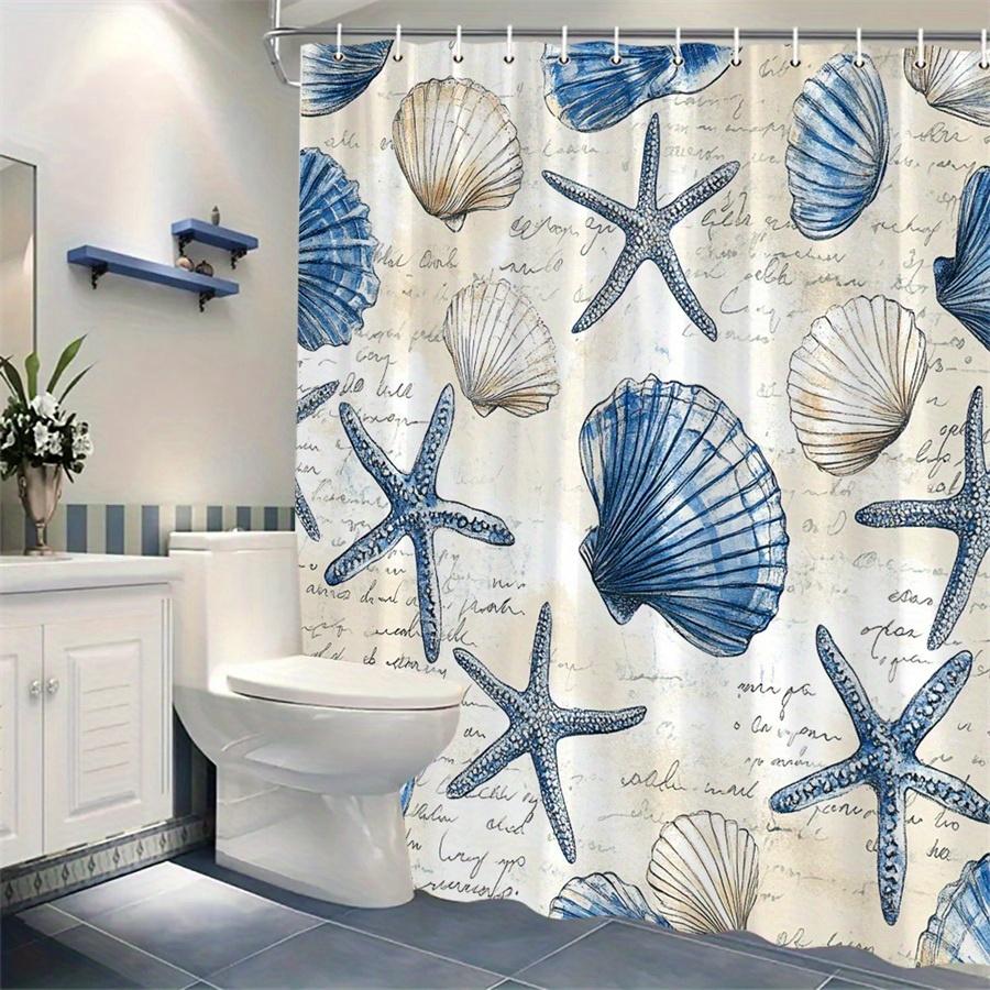 1 Piece Vintage Ocean Theme Shower Curtain, Polyester Fabric, Machine Washable, Suitable For Bathroom Hotel Decoration