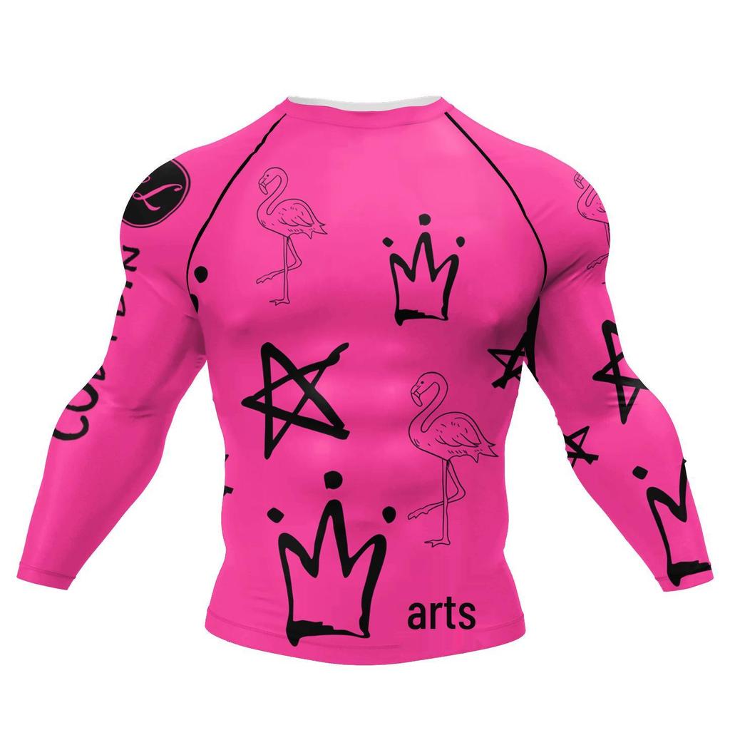 Andningsbar snabbtorkande åtsittande långärmad sport-T-shirt för män för träning och löpning