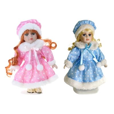 Porcelain Doll Decorations 20cm Blond Girl Kids Birthday Gifts Photo Props Table Desktop Ornaments Decorations Holiday