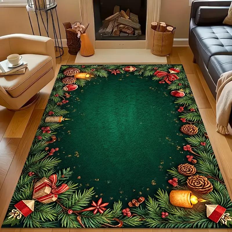 

Christmas Cookie Flowers Carpet Living Room Sofa Bedroom Kitchen Entrance Door Mat Non-slip Christmas Flower Festival Decor Rug 40x60CM