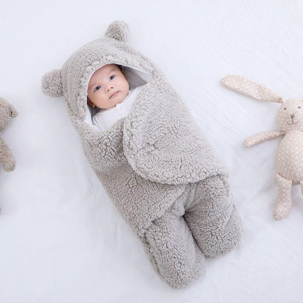 Warm Newborn Swaddle Wrap Imitation Berber Fleece Baby Blanket Newborn Baby Sleeping Bag  Infant