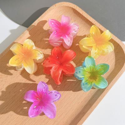 1/6Pcs Hawaiian Gradient Hair Clip Flower Hair Claws Women Small Size Fashion Headwear Hairpin Crab Barrette Hair Accessories 2025