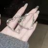 2026 Trendy Fashion Y2K Silver Color Geometric Heart Irregularity Big Hoop Earrings For Women Punk Jewelry Accessories Gift